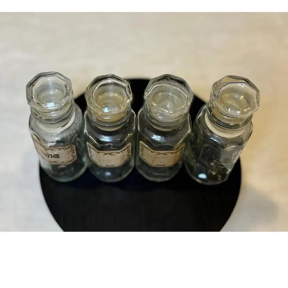 Vintage Retro 70s Spice Bottles Apothecary Glass Bottles Boho Country‎ Primitive